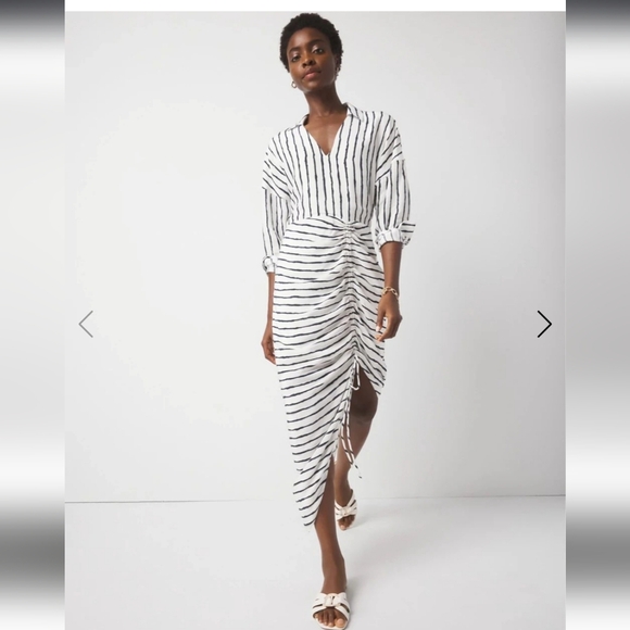 White House Black Market Dresses & Skirts - Ruched Crepe Midi Shirt Dress